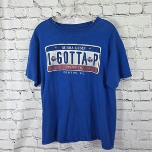 Bubba Gump Shrimp Co Men's M Blue Destin FL License Plate Logo T-Shirt